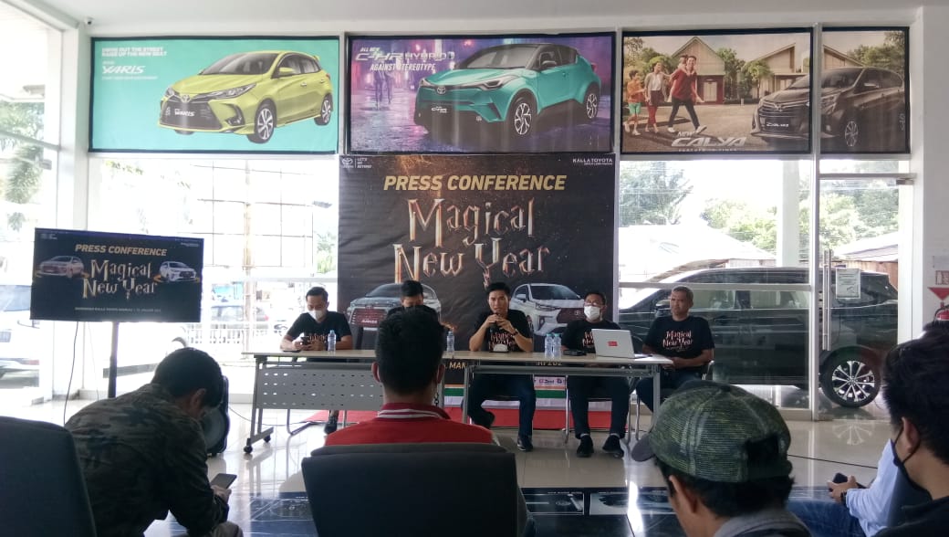 Kalla Toyota Mamuju, gelar pres rilis di kantornya Selasa (18/1/2022) ( Poto Sudirman / Rakyatsulbar.com )