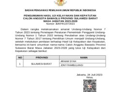 Bawaslu RI Umumkan Dua Nama Calon Anggota Bawaslu Sulbar