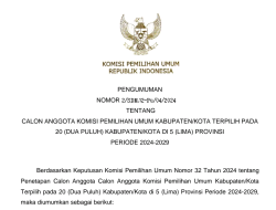 KPU RI Umumkan Anggota KPU Polman Periode 2024 -2029