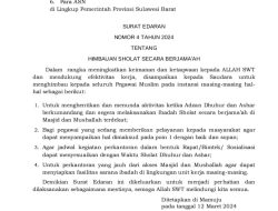 Pemprov Sulbar Imbau ASN Laksanakan Shalat Secara Berjamaah