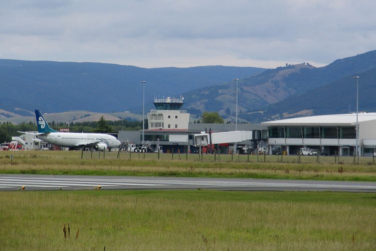 Ilustrasi Bandara Dunedin di Kota Dunedin, Selandia Baru.