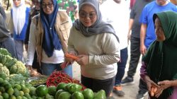 Bupati Mamuju saat memantau harga bahan pokok di pasar